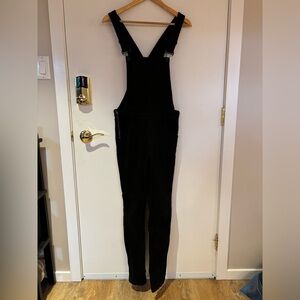 Black denim overalls